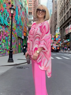 2Pcs Color Chiffon Set Casual Crew Neck Printed Two-piece Set Women