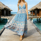 Boho Paisley Patchwork Patterns Maxi Suspender Dress