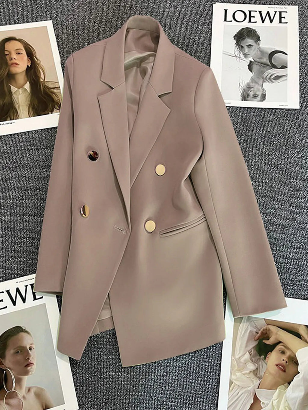 Classic Blazer Solid Color Leisure Cotton Coat for Women