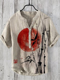 Bamboo & Sunrise Japanese Art Linen Blend Shirt