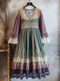 Vintage Lace Floral Women's Long Dress