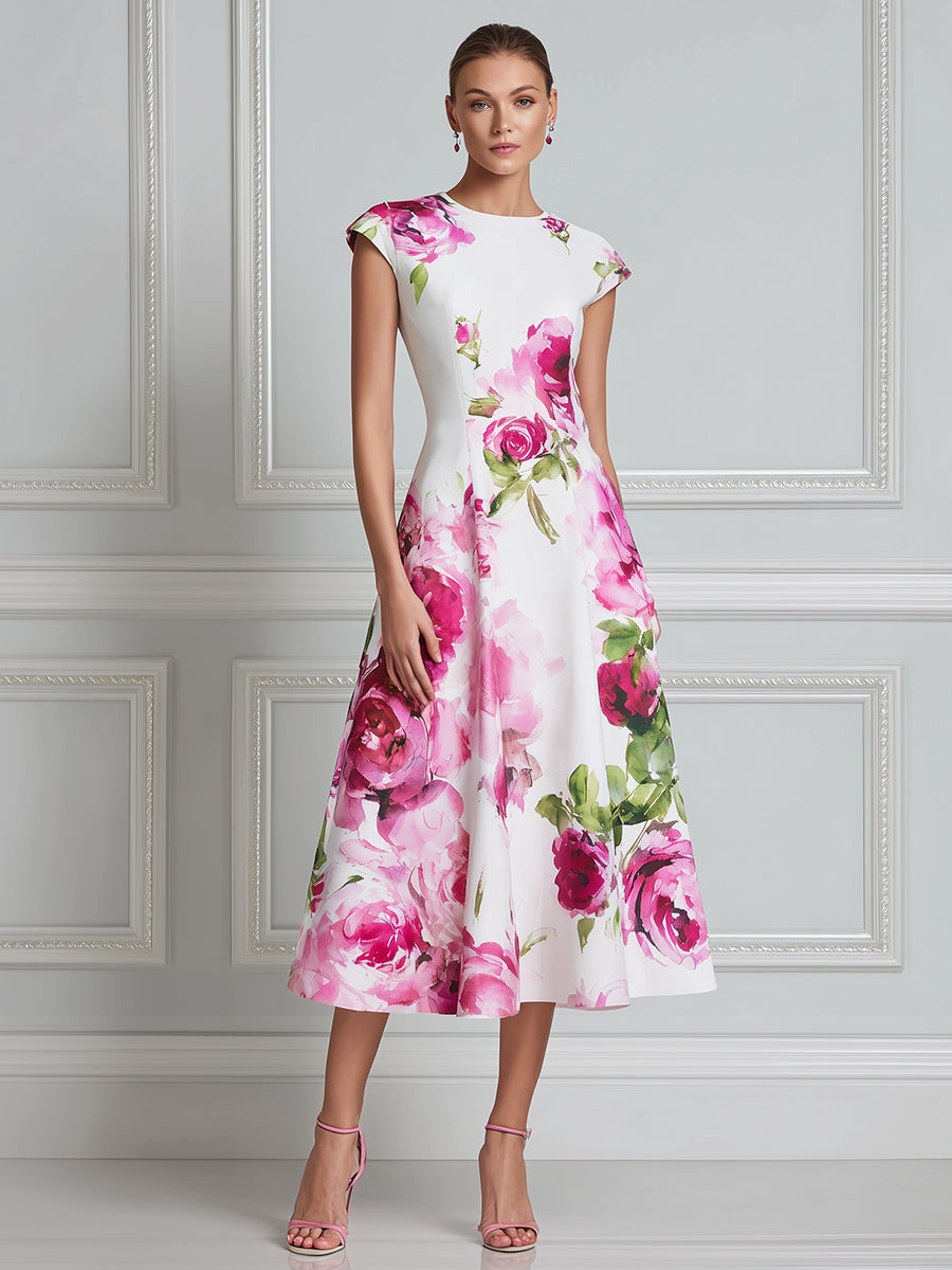 Blossom Muse Floral Fit-and-Flare Midi Dress