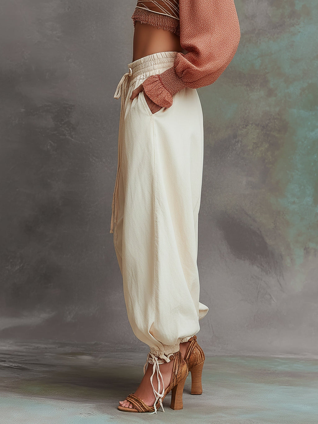 Casual Loose Fit Washed Denim Balloon Pants
