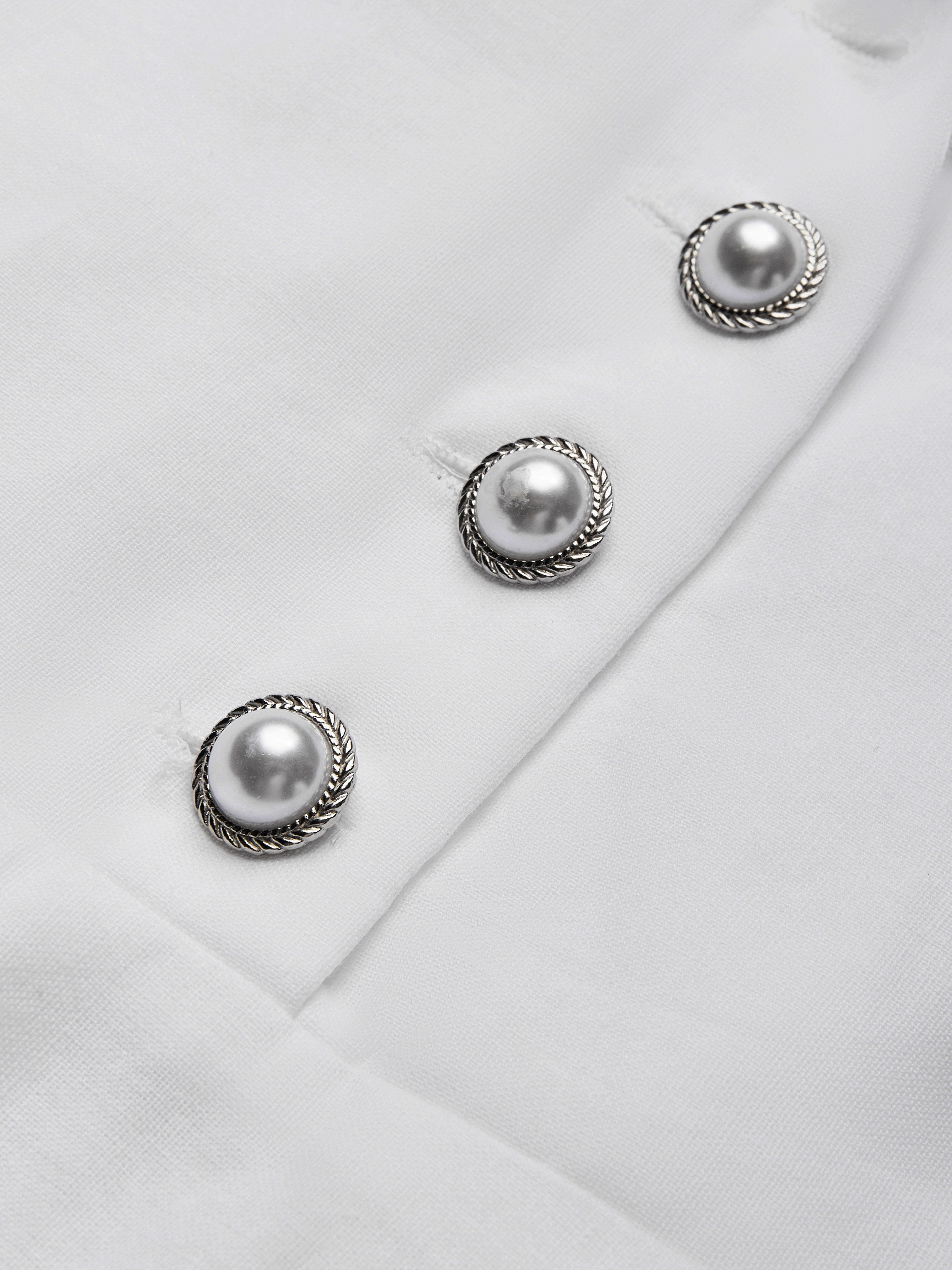 Linen Maxi Dress, Half Sleeve, Shawl Collar, Plain, Vintage, White