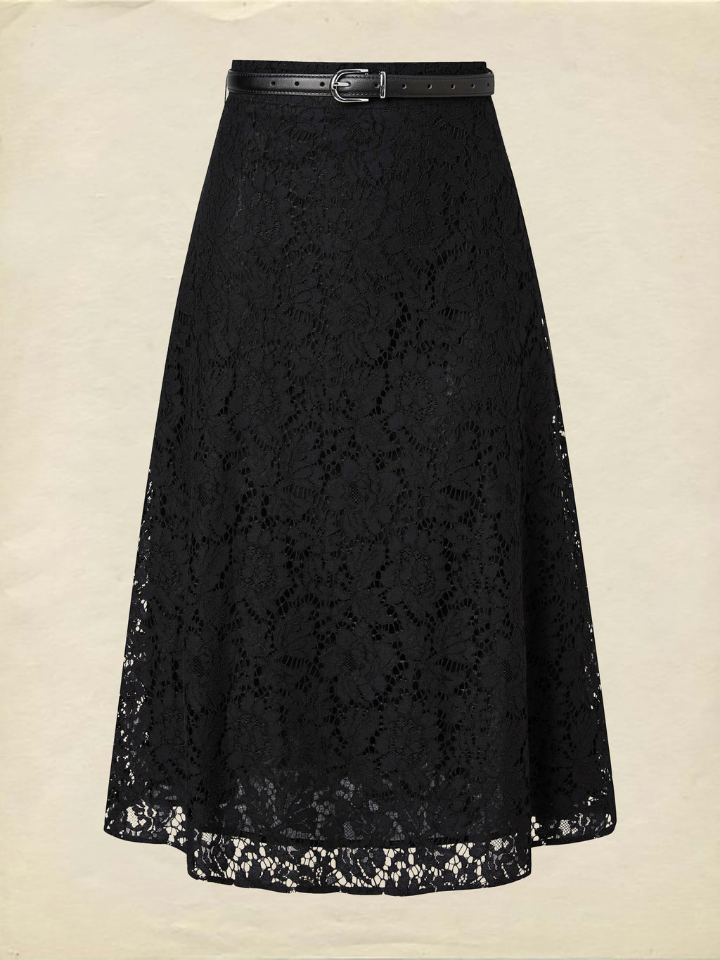 Maxi  Skirt, Floral, Lace, Vacation, Vintage, Black