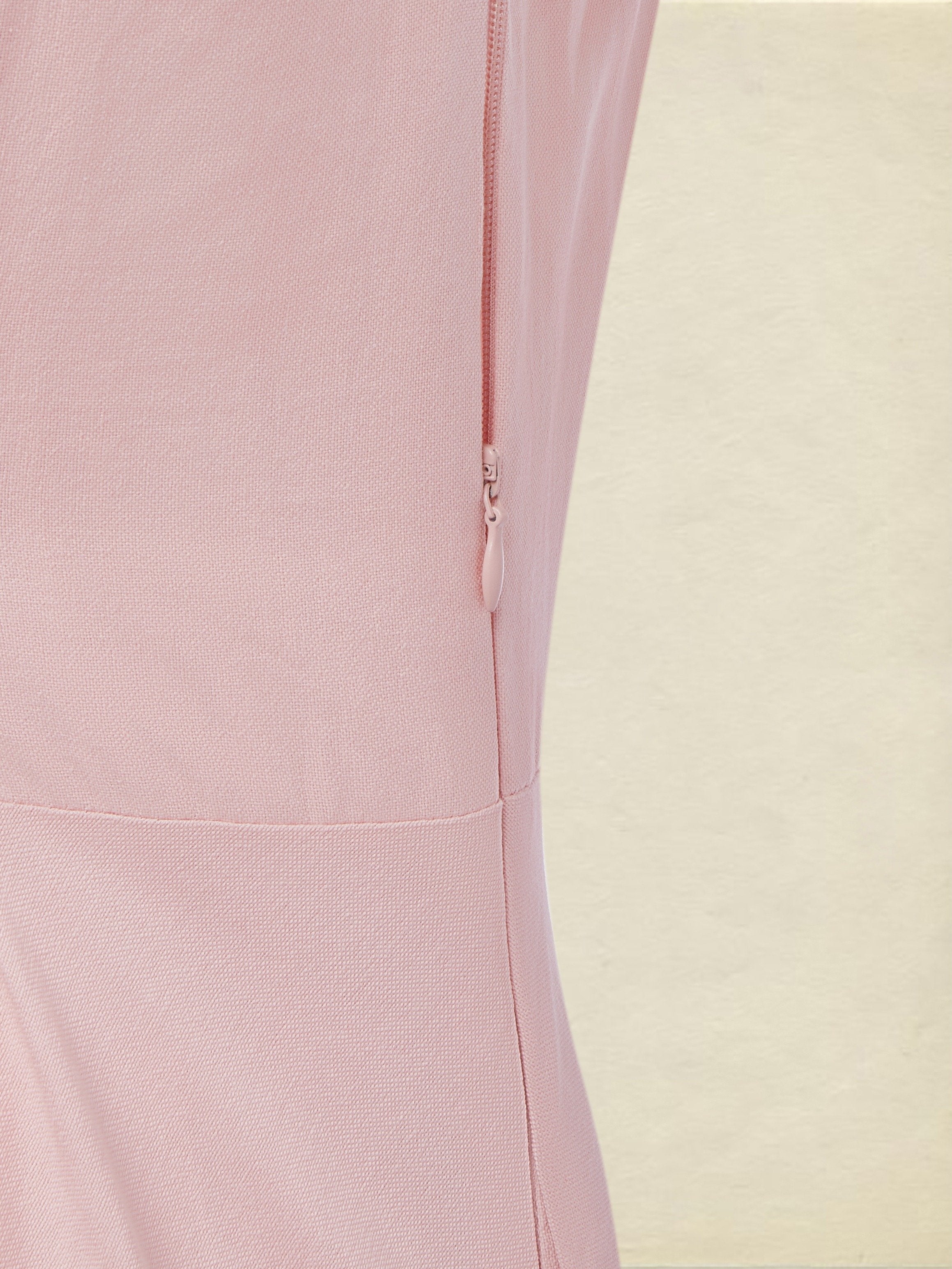 Maxi Cotton Dress Set, Half Sleeve, Round Neck, Floral, Pocket Design, French Vintage, Light Pink