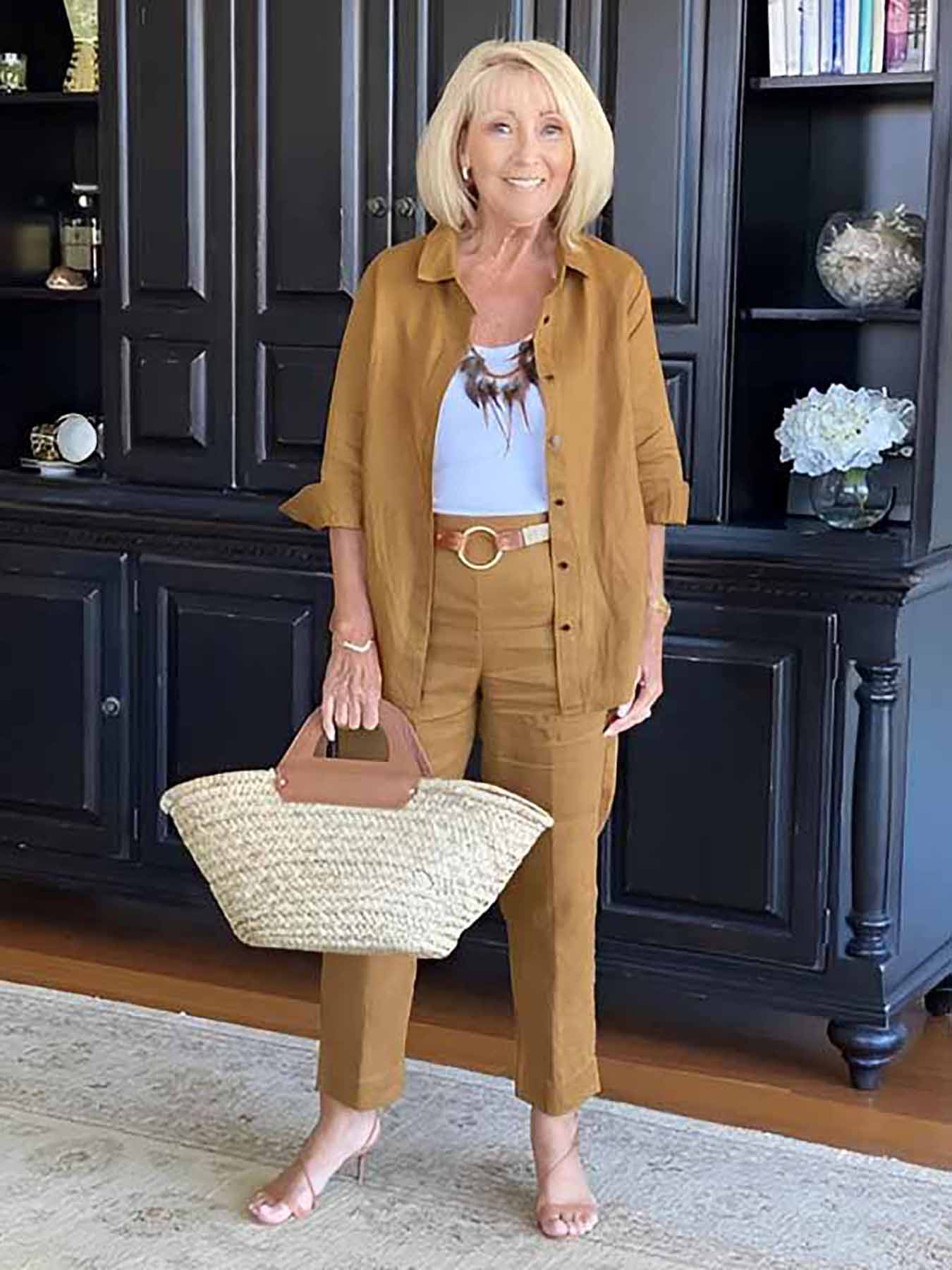 PINK LINEN SUITS Minimalist Two-piece Shirt Pants Set