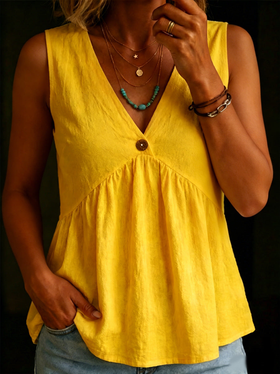Women's V-neck Sleeveless Cotton Top