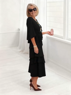 Long Dress Slit Sleeves Evening Dress Best for Covering The Belly Loose Layer Cotton Multi-layer Dress