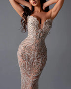 Luxurious Crystal Embellished Sequin Gown