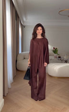 Cape Sleeve Wide-Leg Pants Set