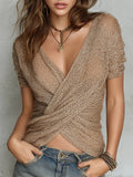 Women's Casual Cross Hollow Knit Sweater