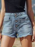 Retro Large Pockets Denim Shorts
