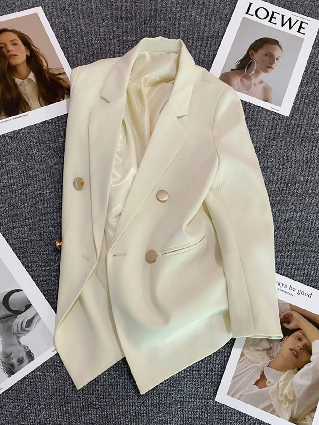Classic Blazer Solid Color Leisure Cotton Coat for Women