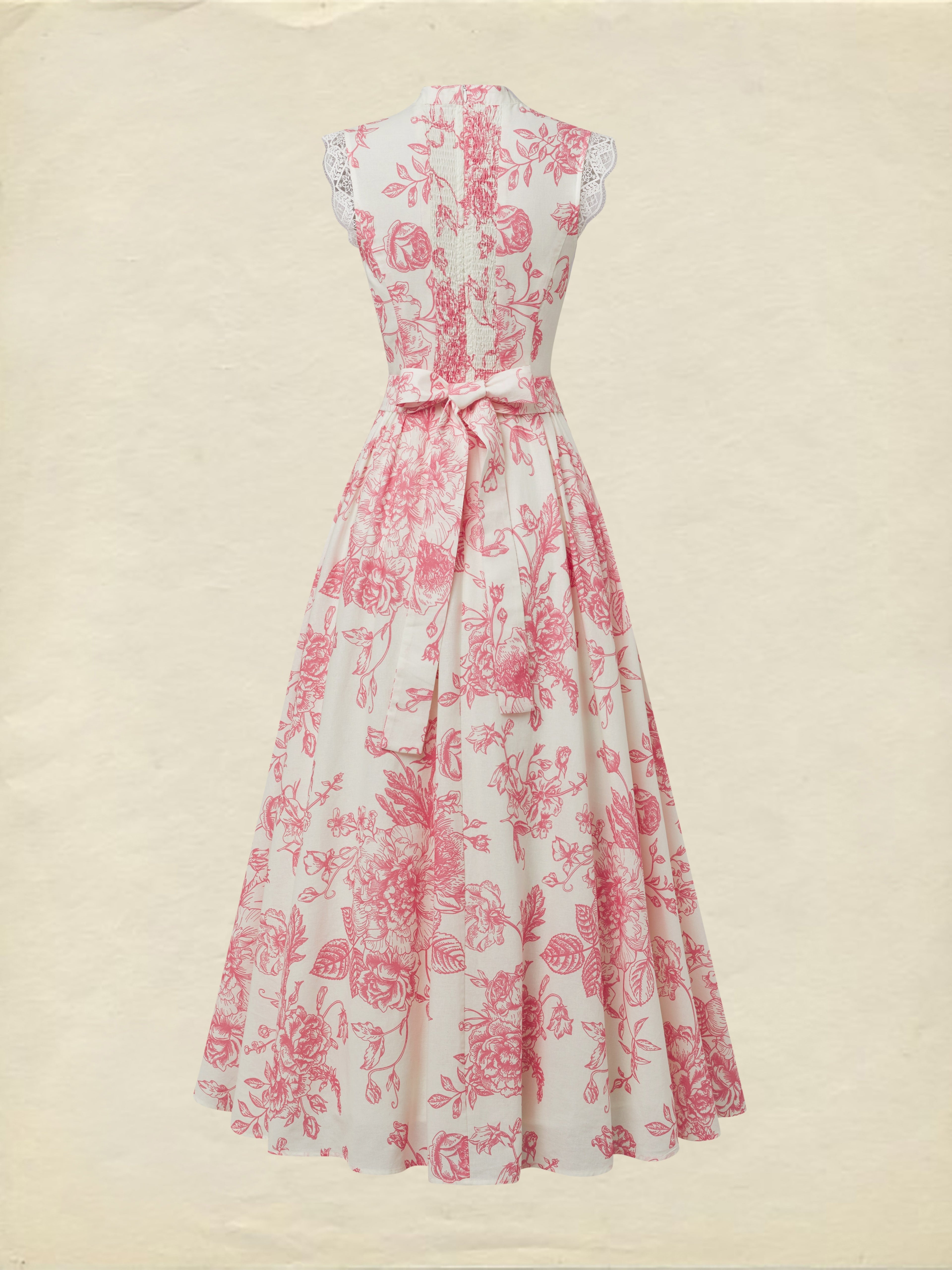 (SIZE:XS-XXL) Maxi Linen Dress , Cap Sleeves, Stand Collar, Floral, Lace, Vintage, Apricot