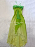 gradient Color Sleeveless ruffled Spaghtti-Neck Elegant chiffon Maxi Dresses