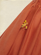 Maxi Linen Dress, Long Sleeves, Stand Collar, Shirt Dress, Linen Blend, Orange