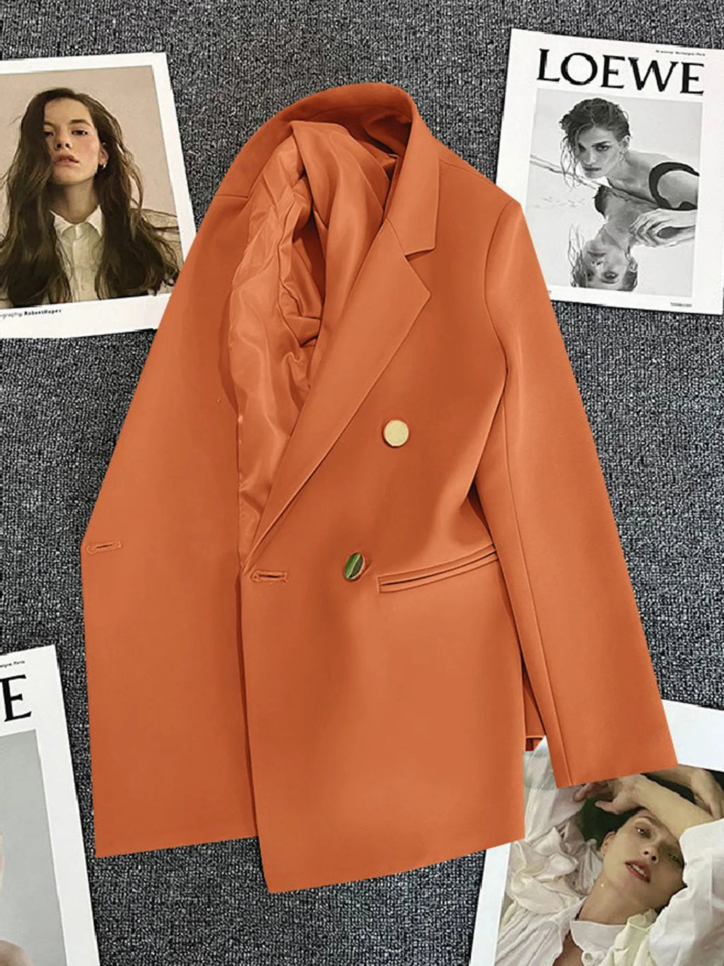 Classic Blazer Solid Color Leisure Cotton Coat for Women