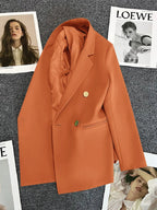 Classic Blazer Solid Color Leisure Cotton Coat for Women