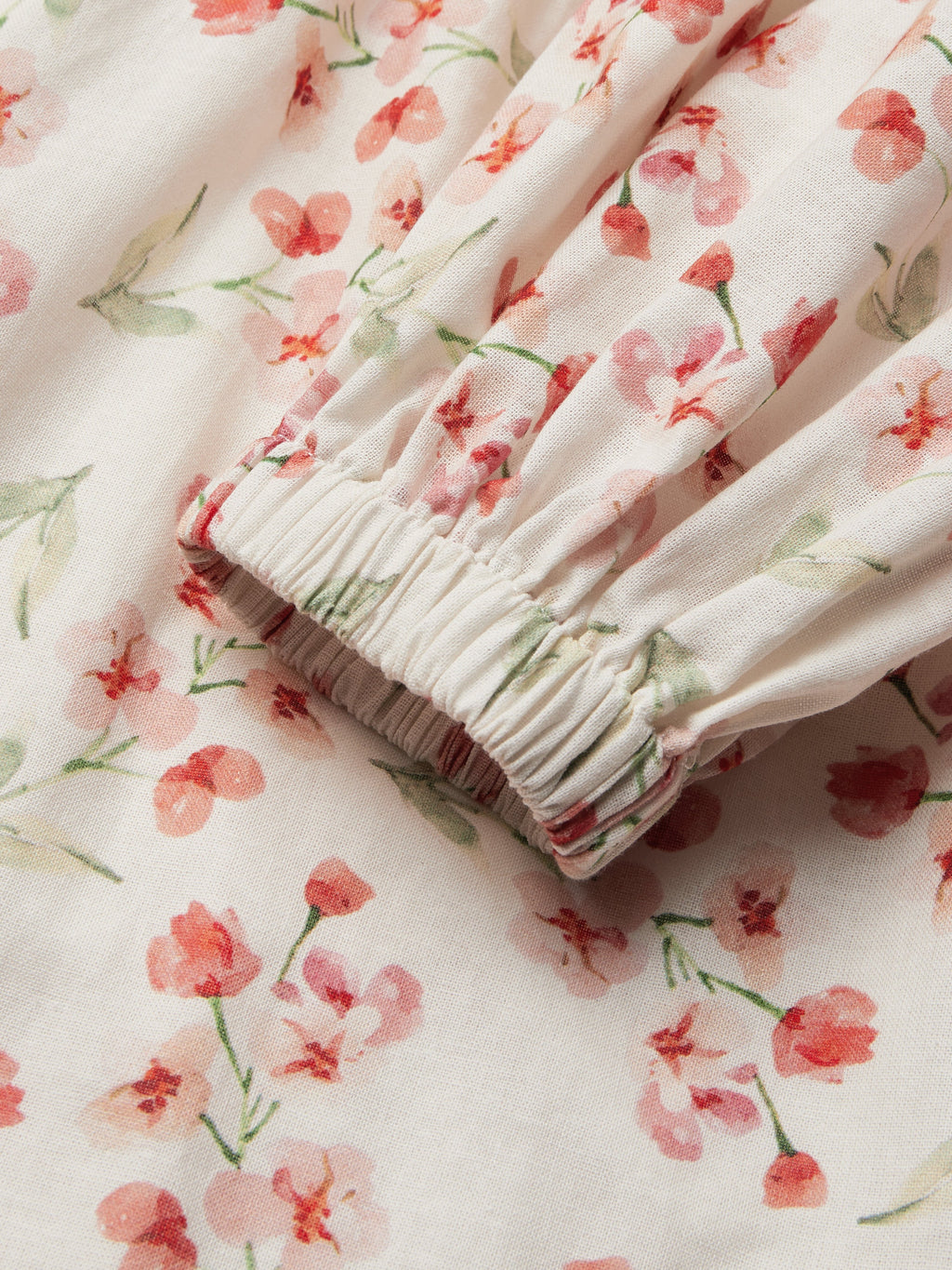 Cotton And Linen Floral Regular Fit Long Sleeve Elegant Dress, Pink