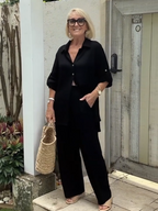 Cotton and Linen Two-piece Button Style Casual and Soft