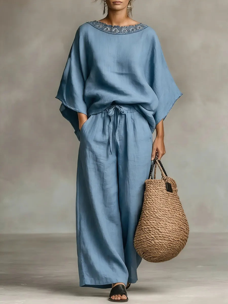 Women's Lace Collar Cotton And Linen Dress