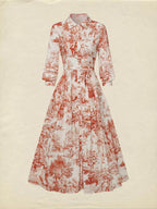 Maxi Linen Dress, Half Sleeve, Shawl Collar, Floral, Button Design, French Vintage, White