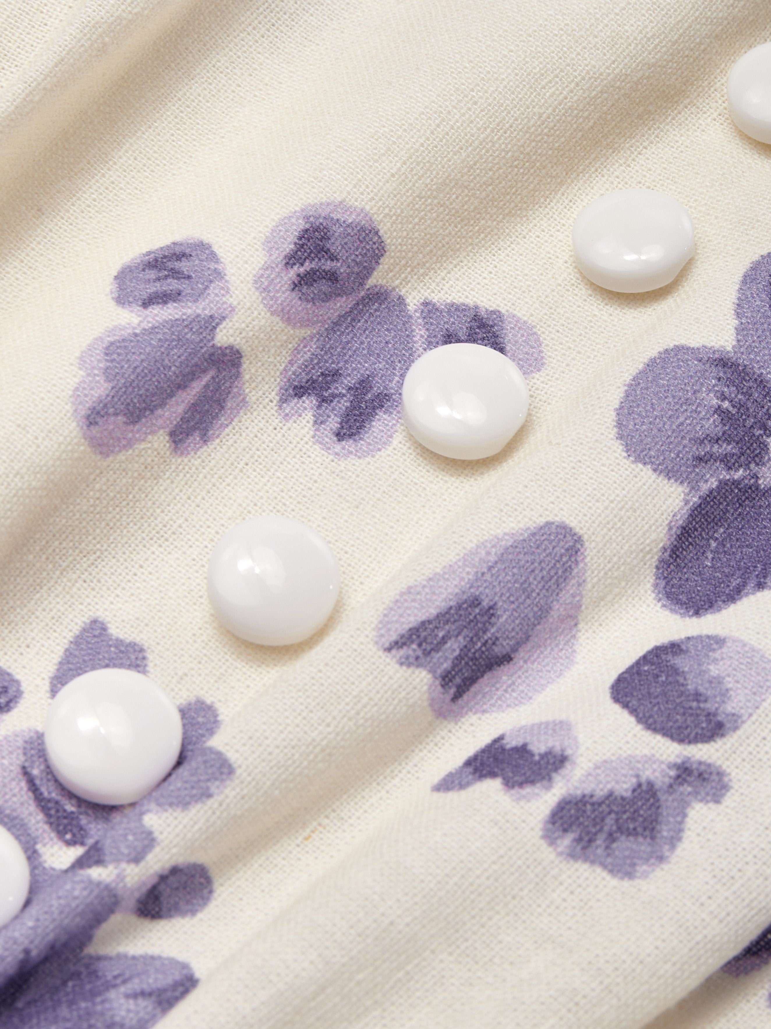 Maxi Linen Dress, Casual, Floral, Pocket Stitching, Crew Neck, Belt, Half Sleeve, Purple, Vintage
