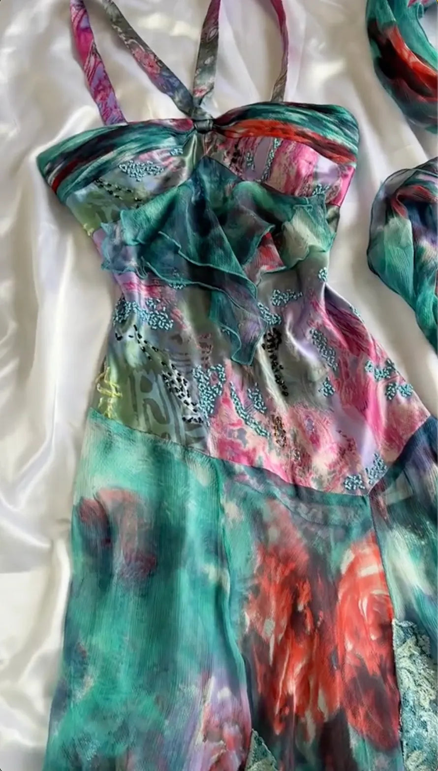 A Tropical Underwater Silk Dress