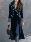 Retro Eco-friendly Fur Collar Velvet Coat