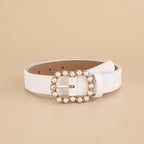 Leather Pearl Belt Ladies Versatile Fashion Decorative Belt Belt Belt