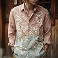 Bohemian Retro Style Floral Print Men's Long-sleeve Shirt