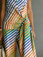 Artistic Striped Print Resort-style Two-piece Set