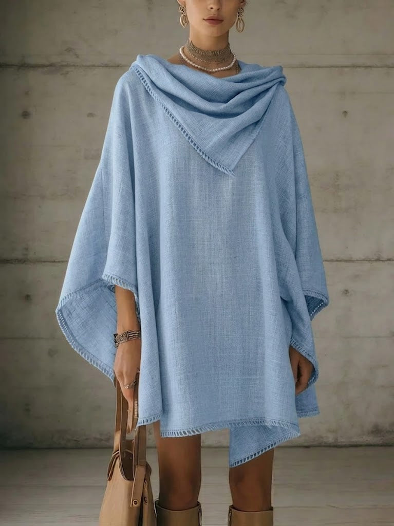 Loose-fit Casual Linen & Cotton Top With Spliced cutouts And Webbing Trim
