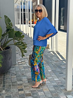 Casual Crew Neck Medium Sleeve Top Printed Floral Pants Set Two-piece Set
