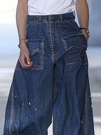 [24-hour shipping out]Casual Loose Graffiti Multi-Pocket Jeans