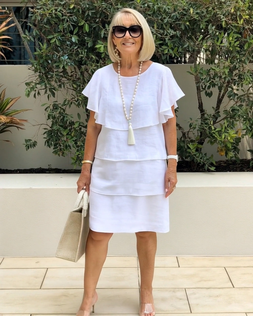 Romantic Soft White Tiered Dress