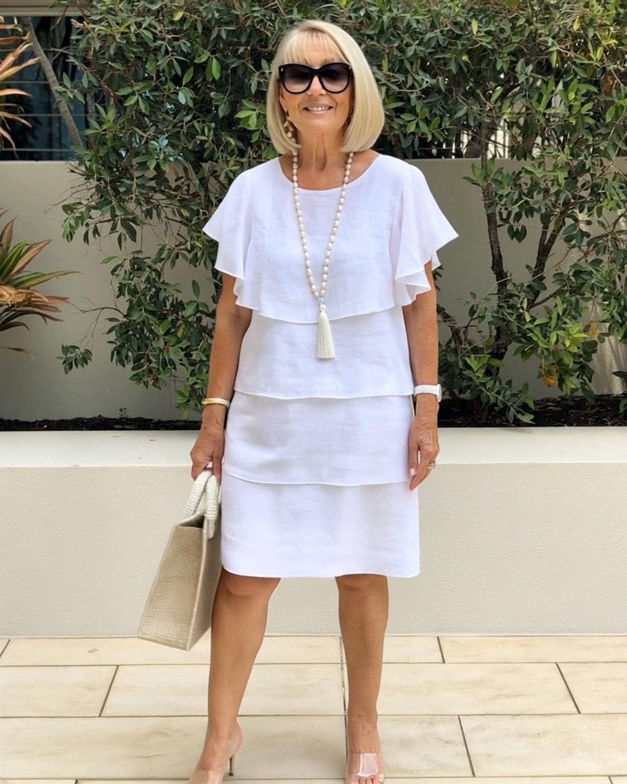 Romantic Soft White Tiered Dress