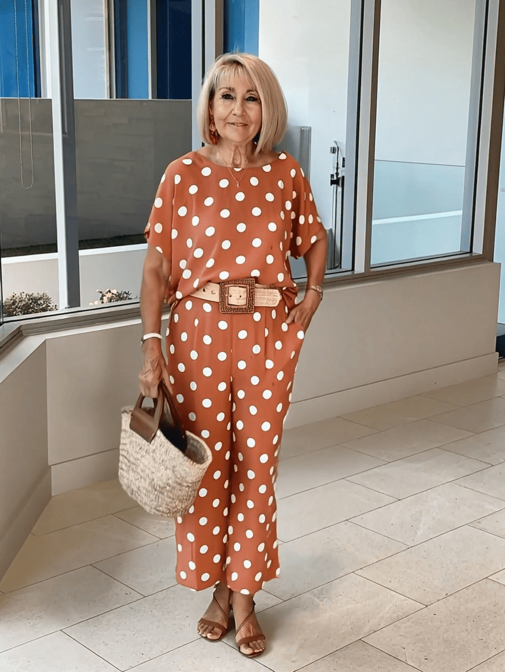 Vacation Two Piece Set BOHO Outfits Set Small Polka Dot Two-piece Set