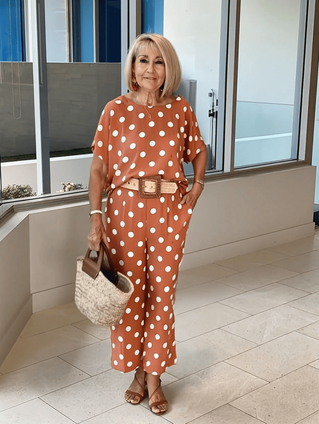 Vacation Two Piece Set BOHO Outfits Set Small Polka Dot Two-piece Set