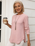 Waffle Casual Versatile T-Shirt Knitted Long Sleeve