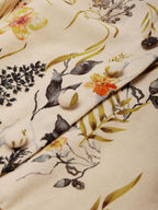 Linen Maxi Dress, Half Sleeve, V neck, Floral, Vintage, Summer