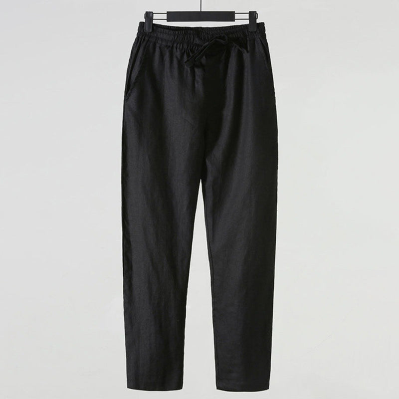 Men's Vintage Elastic Waist Pocket Casual Cotton Linen Pants