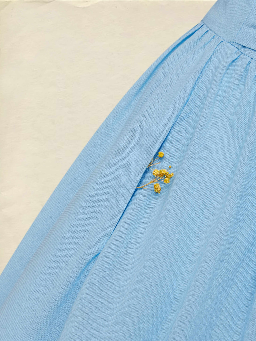 Maxi Linen Dress , Cap Sleeves, V Neck, Plain, Button Design, Vintage, Blue