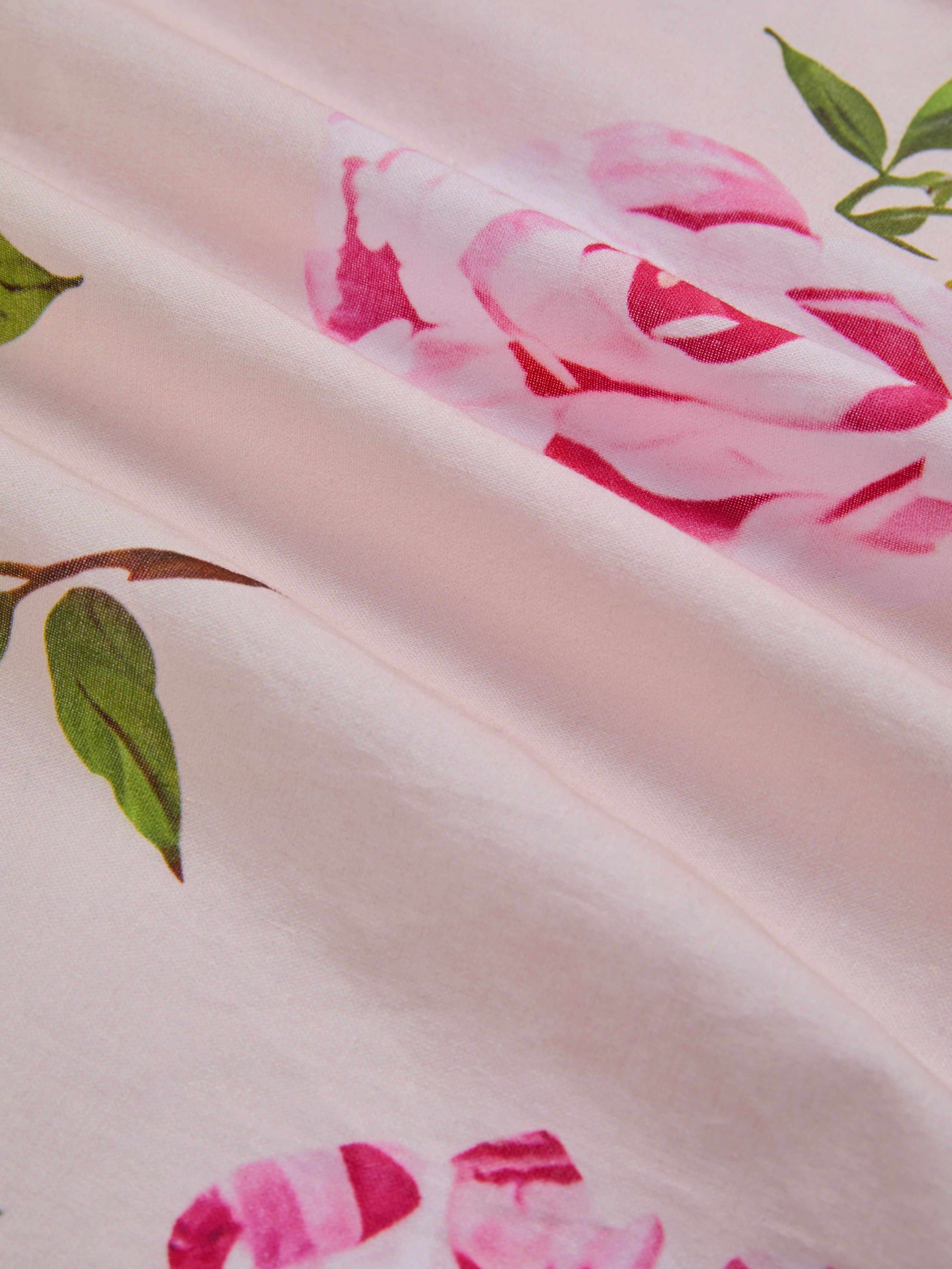 Midi Linen Dress , Long Sleeves, V Neck, Floral, Belt Design, Vacation, Vintage, Light Pink