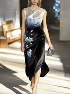 Gradient Embroidered Midi Dress