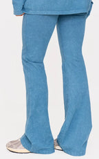 PRETTYLITTLETHING Midnight Blue Embossed Logo Washed Skinny Flare Pants