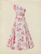 Maxi Cotton Dress, Sleeveless, Floral, Belt Design, Vacation, Vintage, Red