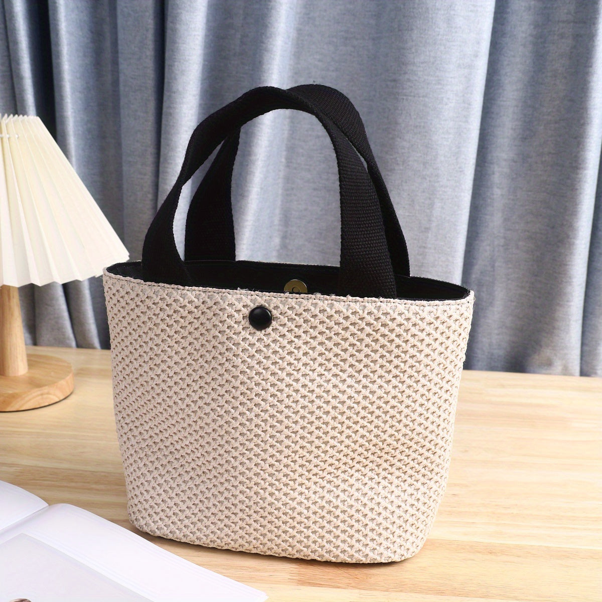 Vintage Straw Woven Handbags, Boho Style Summer Beach Bag, Women's Braided Tote Bag For Travel Picnic