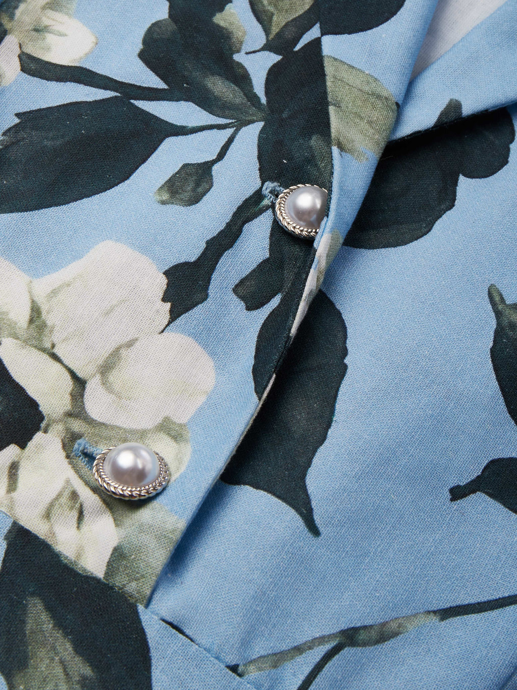 Maxi Linen Dress , Half Sleeve, Lapel Collar, Floral, Vacation, Vintage, Blue